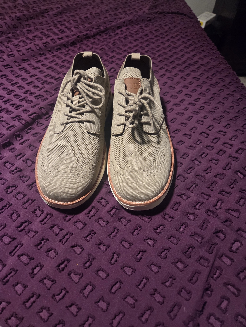 Men's Knit Derby Shoes in Light Beige